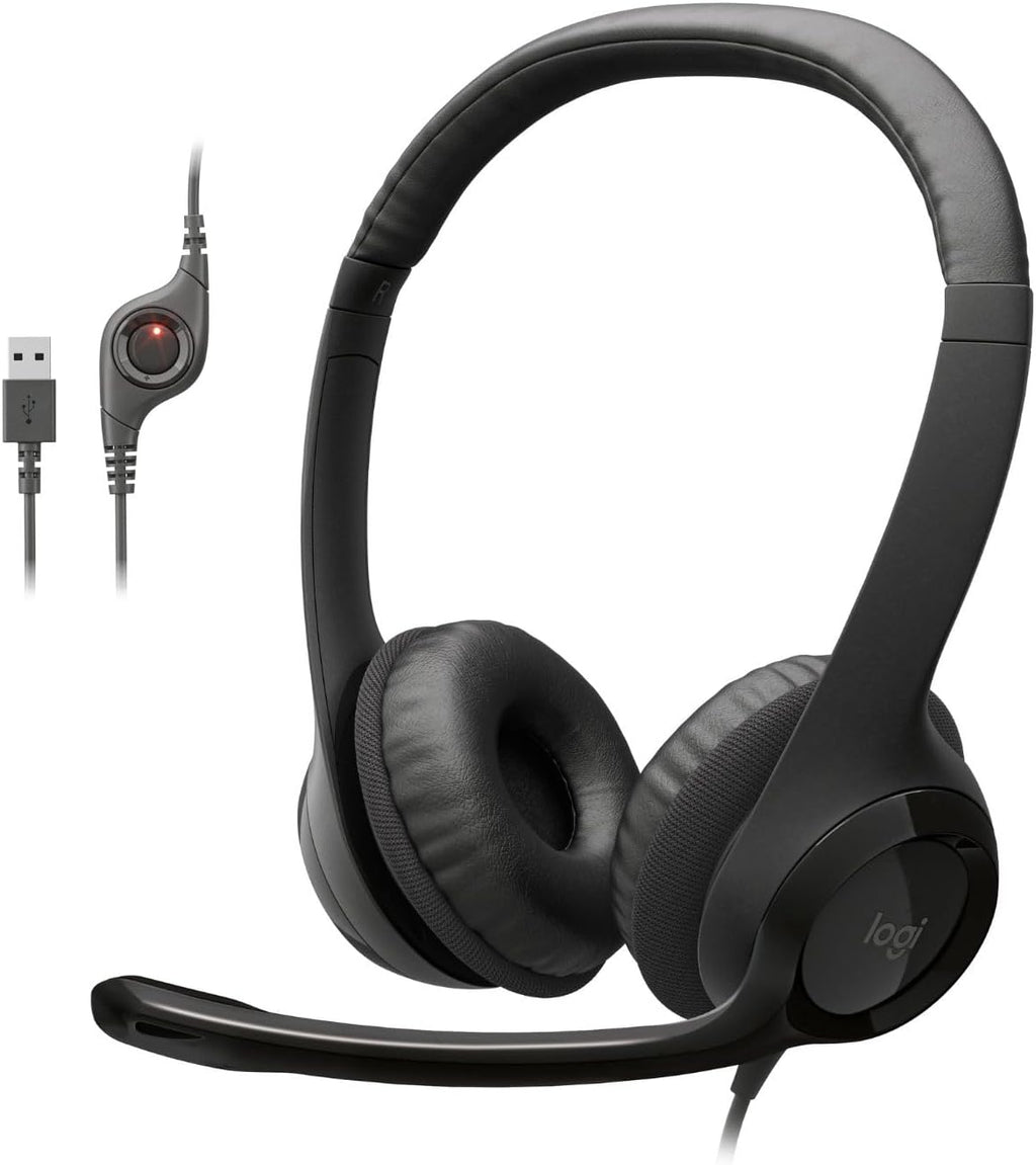 Logitech H390 Wired Headset for PC Laptop, Stereo Headphones with Noise Cancellaing Mic