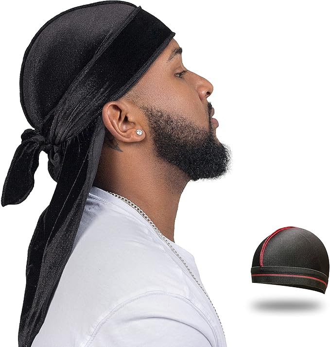 Velvet Durag for Men Wave Cap Velvet Dorag for Men, Women 360 Wave