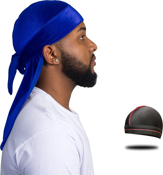 Velvet Durag for Men Wave Cap Velvet Dorag for Men, Women 360 Wave