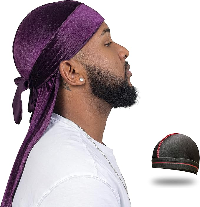 Velvet Durag for Men Wave Cap Velvet Dorag for Men, Women 360 Wave