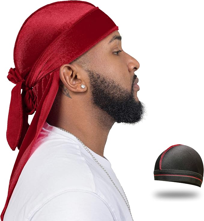 Velvet Durag for Men Wave Cap Velvet Dorag for Men, Women 360 Wave