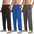 ZH 3 Pack Men's Sweatpants Open Bottom Joggers Lightweight with Pockets