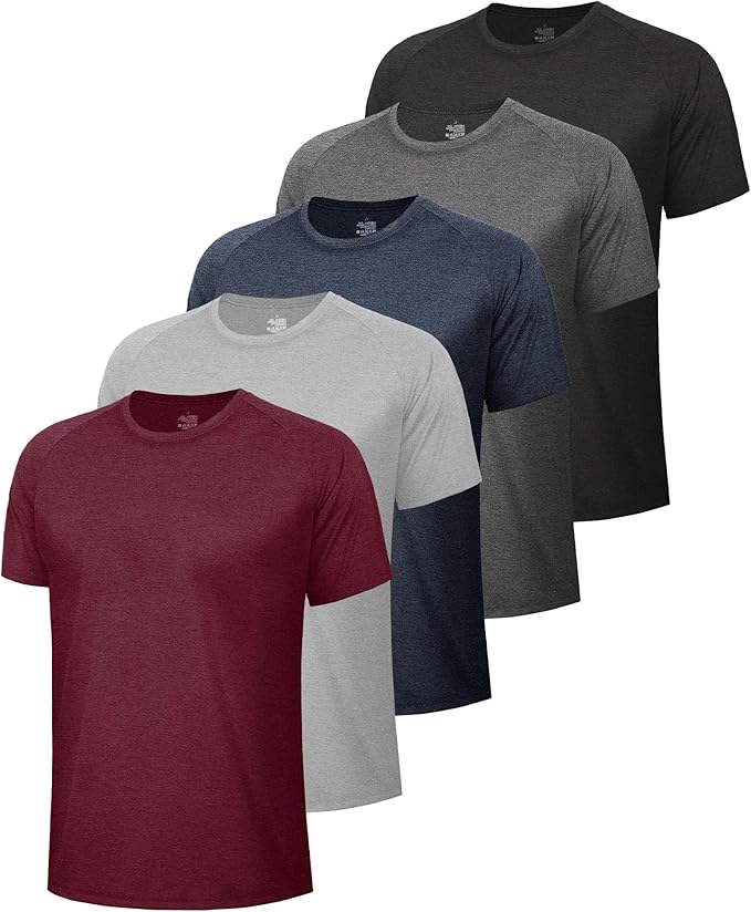 BOOJO 5 Pack Workout Shirts For Men