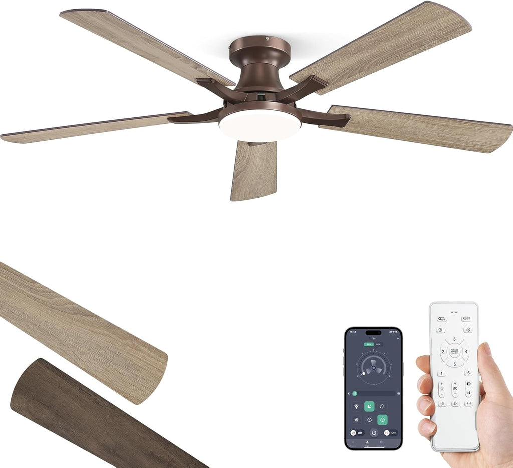 ZMISHIBO 52 Inch Ceiling Fan with Light, APP & with Remote Control