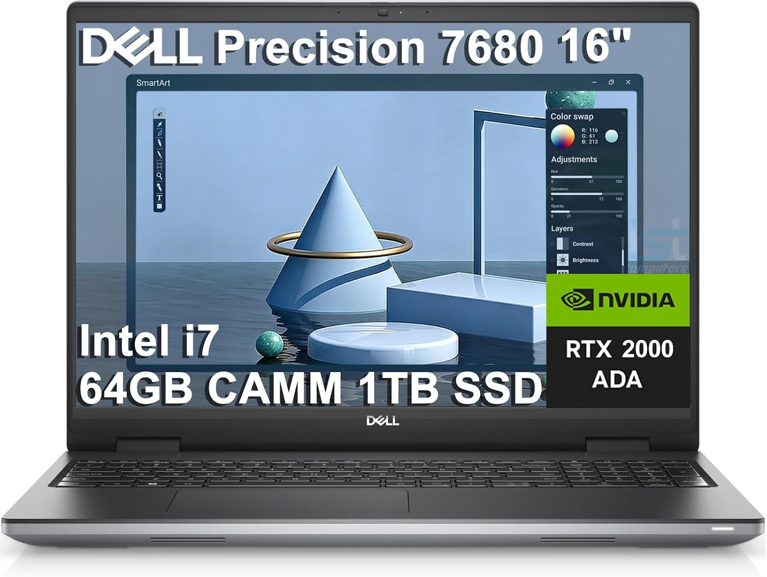Dell Precision 7000 7680 Mobile Workstation Laptop (NVIDIA RTX 2000 Ada 8GB, 16" FHD)
