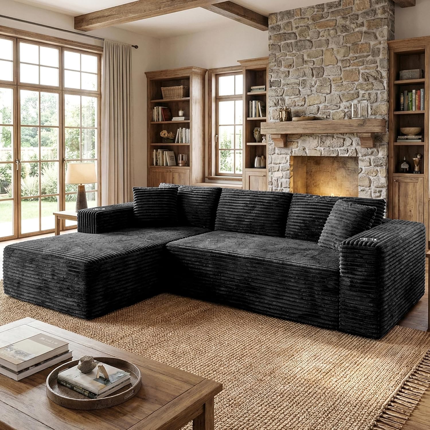 Shintenchi 103" Boneless Couches for Living Room with 2 Cup Holders