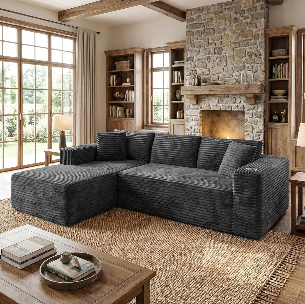 Shintenchi 103" Boneless Couches for Living Room with 2 Cup Holders