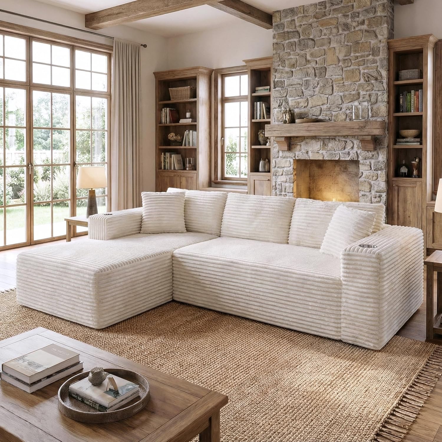 Shintenchi 103" Boneless Couches for Living Room with 2 Cup Holders
